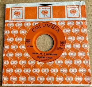 JOHNNY CASH NOS NM 1964 45 DARK AS A DUNGEON & NM COLUMBIA store Sleeve - Picture 1 of 2