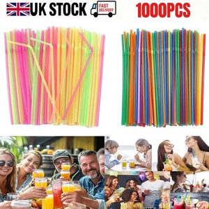 1000x Strohhalme biegsam bunt Strohhalme Geburtstag Hochzeit Sommer Party - Bild 1 von 20