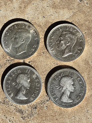 (4)  1952 & 1958  South  africa Silver 5 Shillings   Nearly 2 oz ASW - Image 1 of 2