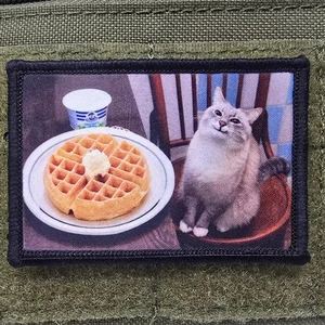 Toppa cialda gatto meme tattico morale divertente simpatica bandiera sciocca gancio e anello 3x2 - Foto 1 di 8