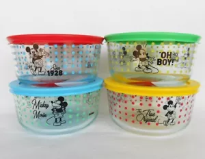❤️ NUOVO SET CIOTOLA PORTAOGGETTI 4 TAZZE PYREX Disney PYREX TOPOLINO TOPOLINO 4 TAZZE con copertine - Foto 1 di 10