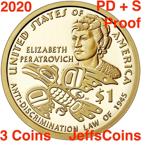 2020 PDS SACAGAWEA NATIVE AMERICAN Anti-Discrimination Law P D S PROOF 3 Dollars Cover