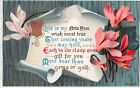 1912 New Year Postcard Of Pretty Pink Cyclamen By A Scroll With Greetings-140Ny
