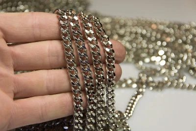 1m Gliederkette Panzerkette Halskette silberfarben Meterware Schmuckkette - Bild 1 von 4