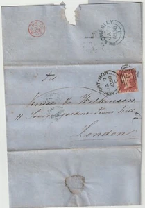 1858 NEWPORT MON SIDEWAYS DUPLEX TYP II & PILLGWENILY SUBPO ORIGIN PMK TO LOND - Bild 1 von 1