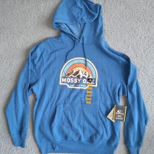 Mossy Oak Mens Large Outdoor Fishing Hoodie Blue NWT New Tags Hiking Graphic - Picture 1 of 11