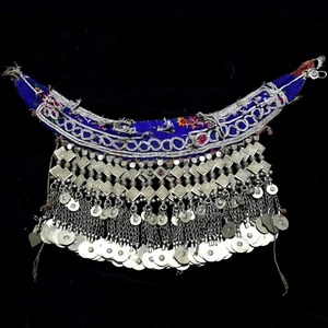 Gargantilla Kuchi afgana de colección collar antiguo joyería tribal collar babero danza del vientre - Imagen 1 de 4