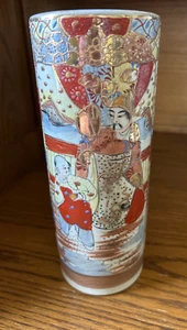 9” Antique Japanese Satsuma Meiji Vase Hand Painted Gold MoriageGilt Samurai - Picture 1 of 6