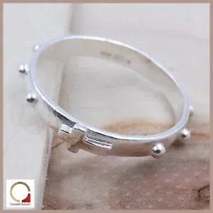 Anello Rosario in argento 925 anello fedina da uomo e donna con Croce religioso - Foto 1 di 8