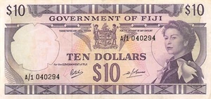 Fiji $10 ND. P 62a serie A/1 que. 1969 II Banconota Circolata XSP - Foto 1 di 2
