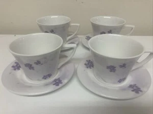 Portmeirion Lilac Meadow Cups & Saucers (oven to tableware) X 4 - Picture 1 of 8