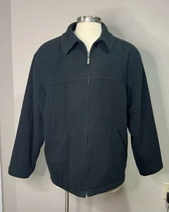 St. Michael Marks & Spencer Fleece Wool Green Coat Medium Cabincore Utility - Picture 1 of 7