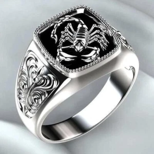 Vintage Embossed Men's Ring Scorpion Memorial Day Ring Vintage Ring - Picture 1 of 12