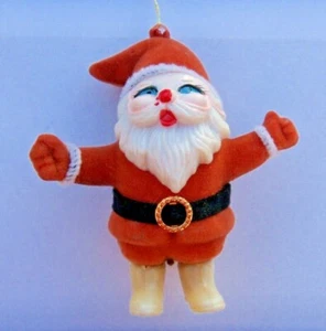 ADORNO NAVIDAD SANTA FLOCADO VINTAGE 4" ALTO - Imagen 1 de 3