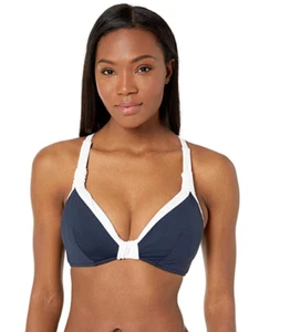 Seafolly Block Party F Cup Halter Bikini Top Swimsuit, Size US 8 Indigo - Picture 1 of 7