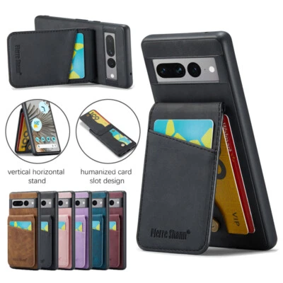 Slim Leather Case Flip Card Slot Phone Cover for Google Pixel 7A/8A/7/8/9 Pro XL - Image 1 of 4