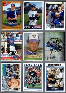 Lote de 9 tarjetas firmadas diferentes de Toronto Blue Jays autógrafos auténticos grupo C - Imagen 1 de 2