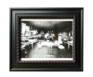 Framed b/w Photo Inside Retail Store Two Men Dry Goods 1920s 15.5 x 11.5" - Picture 1 of 2