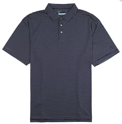 PGA TOUR Feeder Stripe Performance Polo Golf Shirt sz 2XL XX-Large Peacoat Blue - Image 1 of 4