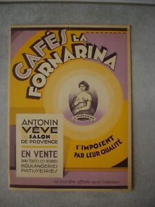 Ancien Carton publicitaire Cafés La fornarina 22X30 cm 