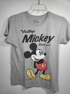 DISNEY Mens Small Gray 'Vintage Mickey Since 1928' Graphic T-shirt 100% Cotton - Picture 1 of 5