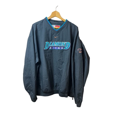 VTG Arizona Diamondbacks Jacket XL  Extra Large Black Pullover Swoosh Nike READ Cover