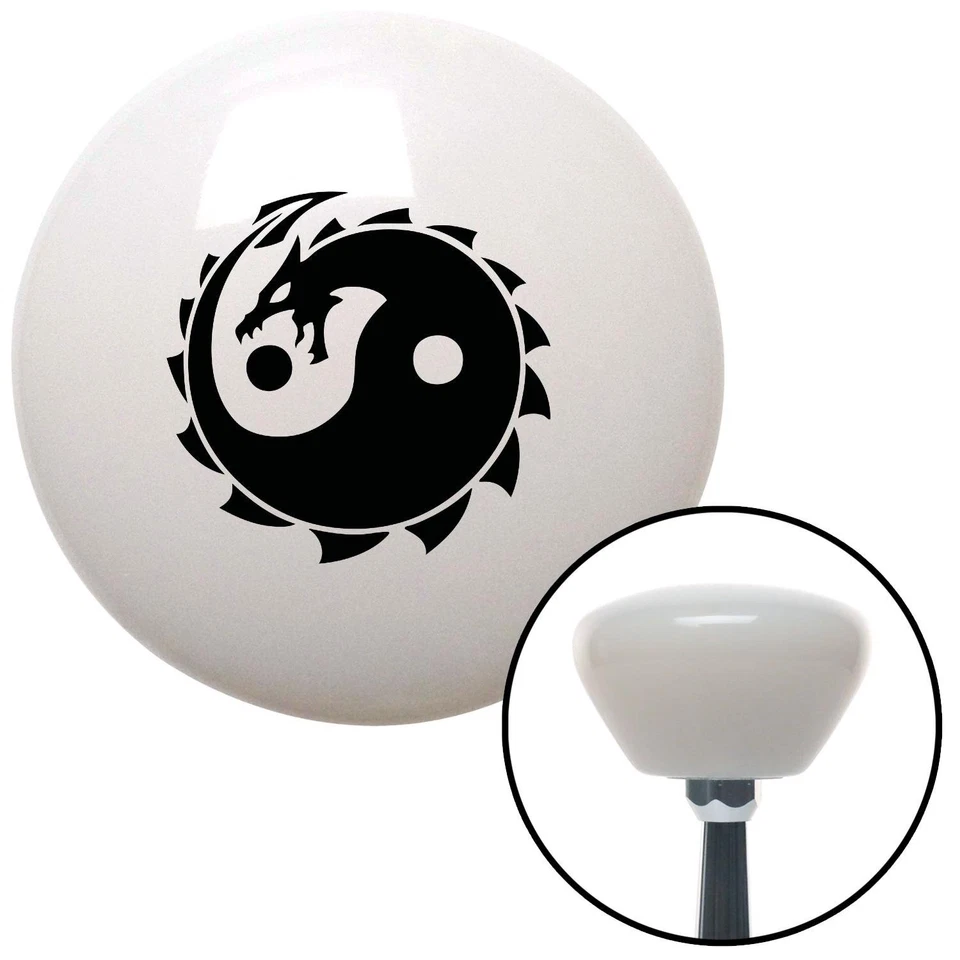 Perilla de cambio retro negra Yin Yang Dragon blanca con inserción M16 x 1,5 uconnect automático Foto 1 de 4