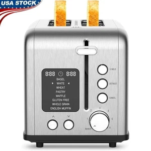 2-Slice Toaster W/ 8 Bread Types 6 Browning Levels Defrost Reheat Functions New - Picture 1 of 7