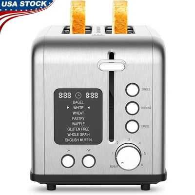 2-Slice Toaster W/ 8 Bread Types 6 Browning Levels Defrost Reheat Functions New - Image 1 of 4