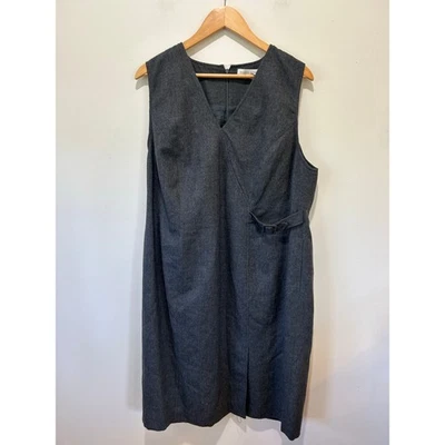 Vestido de lana Valerie Stevens talla 16 gris funda cuello en V hasta la rodilla pequeño defecto* Foto 1 de 4