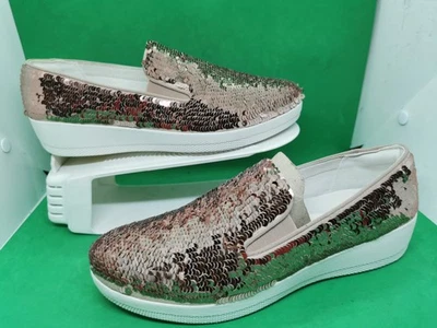 Fitflop Mujer Superskate Rosa/Desnudo Lentejuelas Zapatos Sin Cordones EE. UU. 8.5/UE 40 Foto 1 de 4