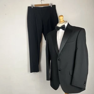 Traje de Cena Esmoquin Marks & Spencer 2 Piezas Hombre Negro 40R Chaqueta 36W 31L - Imagen 1 de 21