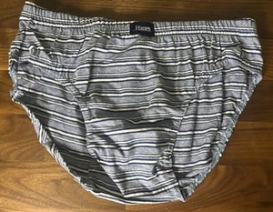 Vtg Men's Hanes Briefs Striped S No Fly 1 Pair Most Comfortable Flat Front Blues - Picture 1 of 4