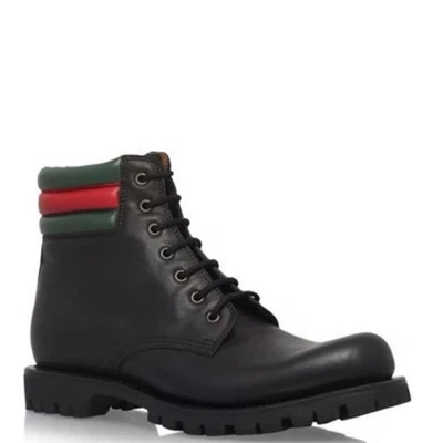 GUCCI Marland Bota de Senderismo a Rayas de Cuero Negro Reino Unido 7.5 Foto 1 de 4