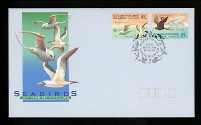 Postal History Cocos Islands FDC #300-301 Sea Birds wildlife animals 1995 - Image 1 of 2