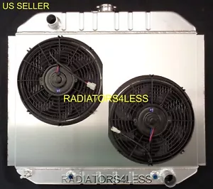3 ROW ALUMINUM RADIATOR SHROUD 12" FANS 1966-1979 FORD TRUCK F-100 CHEVY ENG - Foto 1 di 2