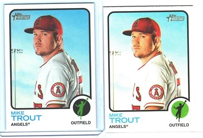 2022 Topps Heritage - #100 MIKE TROUT Player Icon Color Swap – 1:3,961 PACKS SSP - Image 1 of 3