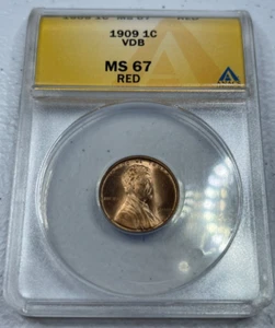 1909-P VDB Lincoln Wheat US Small Cent,   MS67 RD by ANACS,   EXQUISITE & RARE!! - Picture 1 of 8