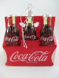 Coca-Cola Kurt Adler Vidrio Brillo Moldeado Paquete de 6 Botellas Adorno 2010 - Imagen 1 de 12