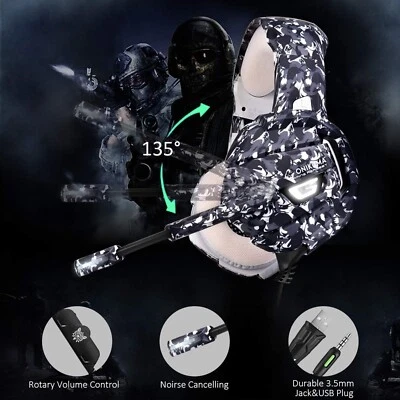 Wired Gaming Headset Stereo Headphones W/ Microphone for Laptop PS4 PS5 PC XBOX - Image 1 of 4