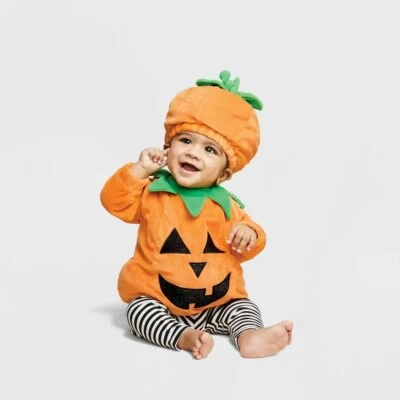 Plush Pumpkin Infant Baby Pullover & Hat Halloween Costume - 0-6 Months #5463 - Image 1 of 4