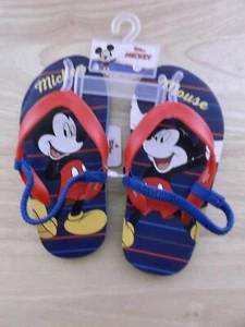 DISNEY TODDLER BOYS MICKEY MOUSE FLIP-FLOPS - SLIP-ON SANDALS - LARGE 9/10 - NWT - Picture 1 of 5