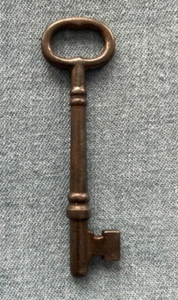 Antiker unmarkierter Skelett Schlüssel massiver Stahl Vintage 3 1/4" - Bild 1 von 5