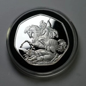 ST GEORGE & THE DRAGON Silver Commemorative in Capsule. Patron Saint, England - Picture 1 of 11