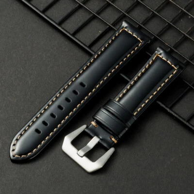 Brushed Vintage Rugged Cowhide Leather Strap Mens Band 20 22 24 26mm For Panerai - Image 1 of 4