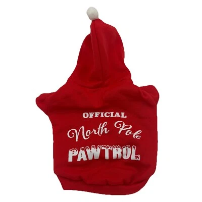 Ropa para mascotas "Official North Pole Pawtrol" Holliday cachorro perro sudadera con capucha talla pequeña Foto 1 de 4