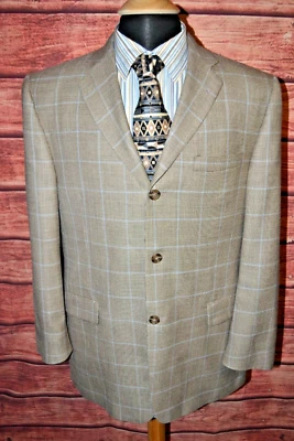 Burberry London Men's Linen Blend Window Pane 3 Front Button Sports Coat Sz 42R - Image 1 of 4