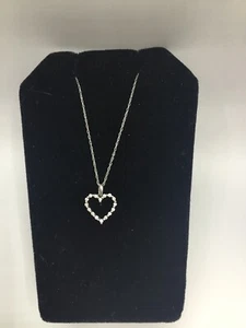 14K White Gold Chain Necklace With 18K White Gold Heart Pendant, 0.1ctw Diamonds - Picture 1 of 6