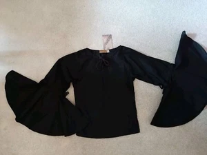 GOTHIK MITTELALTER BLUSE schwarz NEU Gr XS Baumwolle Volant Ärmel Mytholon - Bild 1 von 18