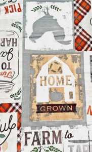 Farmhouse Fall Patchwork Vinyl Tablecloth Flannel Backing 52’’X 90’’ Oblong - Picture 1 of 11